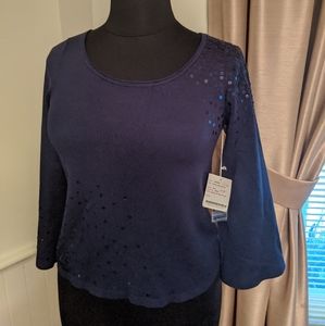 Navy Blue Sequined Top